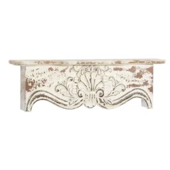 Kirkland's Home Shelves-Brown Distressed Carved Wood Wall Shelf