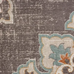 Kirkland's Home Outdoor Rugs-Brown Floral Medallion Outdoor Area Rug, 5X7