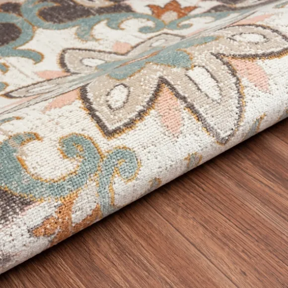 Kirkland's Home Outdoor Rugs-Brown Floral Medallion Outdoor Area Rug, 5X7