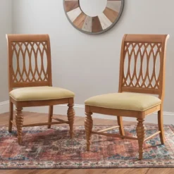 Kirkland's Home Dining Chairs-Brown Hollywood Regency Dining Chairs, Set Of 2