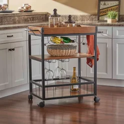 Kirkland's Home Kitchen Islands & Bar Carts-Brown Norcross Industrial Rolling Bar Cart