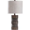 Kirkland's Home Table Lamps-Brown Ribbed Wood Finish Table Lamp