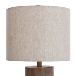 Kirkland's Home Table Lamps-Brown Ribbed Wood Finish Table Lamp