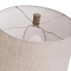 Kirkland's Home Table Lamps-Brown Ribbed Wood Finish Table Lamp