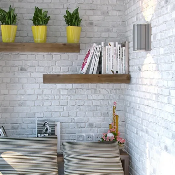 Kirkland's Home Shelves-Brown Rustic Floating Wooden Shelf