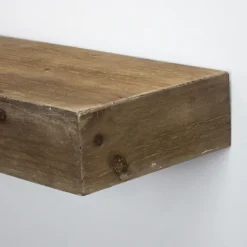 Kirkland's Home Shelves-Brown Rustic Floating Wooden Shelf