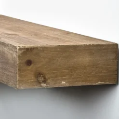 Kirkland's Home Shelves-Brown Rustic Floating Wooden Shelf