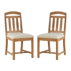 Kirkland's Home Dining Chairs-Brown Slatted Upholstered Dining Chairs, Set Of 2