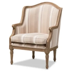Kirkland's Home Accent Chairs-Brown Striped Upholstered Accent Chair