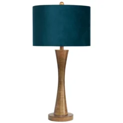 Kirkland's Home Table Lamps-Brown Tapered Base Velvet Shade Table Lamp