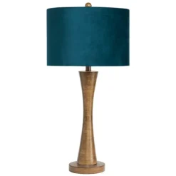 Kirkland's Home Table Lamps-Brown Tapered Base Velvet Shade Table Lamp