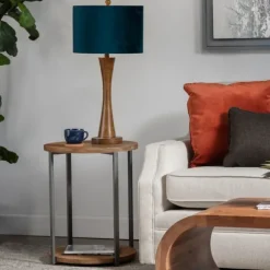 Kirkland's Home Table Lamps-Brown Tapered Base Velvet Shade Table Lamp