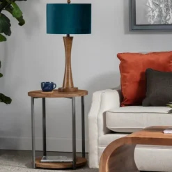 Kirkland's Home Table Lamps-Brown Tapered Base Velvet Shade Table Lamp