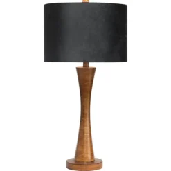 Kirkland's Home Table Lamps-Brown Tapered Base Velvet Shade Table Lamp