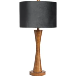 Kirkland's Home Table Lamps-Brown Tapered Base Velvet Shade Table Lamp