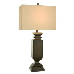 Kirkland's Home Table Lamps-Brown Traditional Rectangular Table Lamp