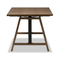 Kirkland's Home Office Furniture-Brown Wood And Metal Linear Base Desk