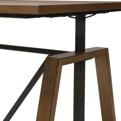 Kirkland's Home Office Furniture-Brown Wood And Metal Linear Base Desk
