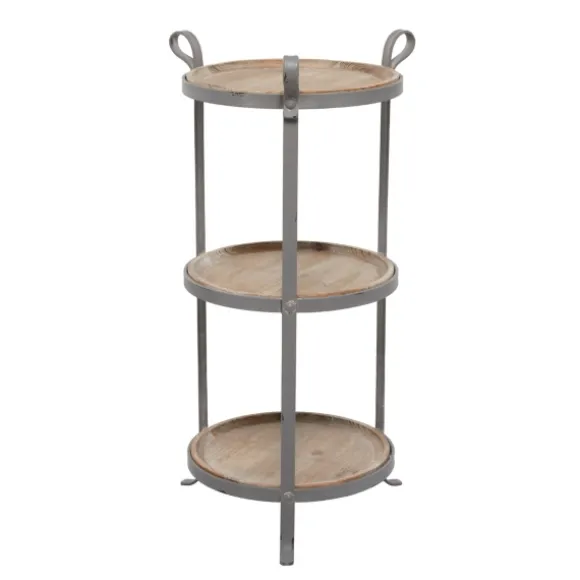 Kirkland's Home Accent & End Tables-Brown Wood And Metal 3-Tier Side Table