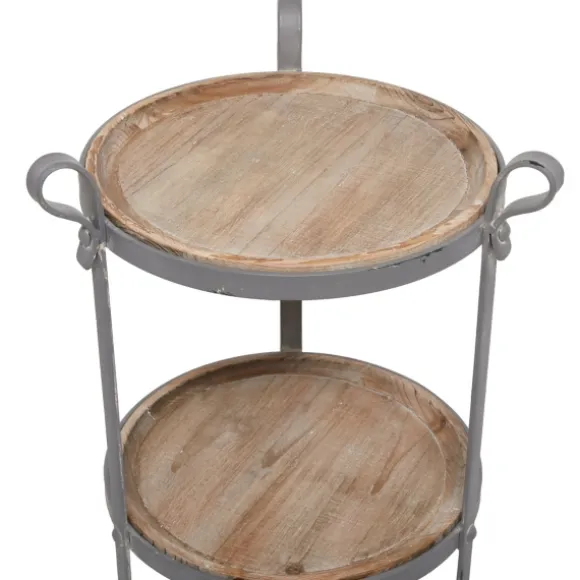 Kirkland's Home Accent & End Tables-Brown Wood And Metal 3-Tier Side Table
