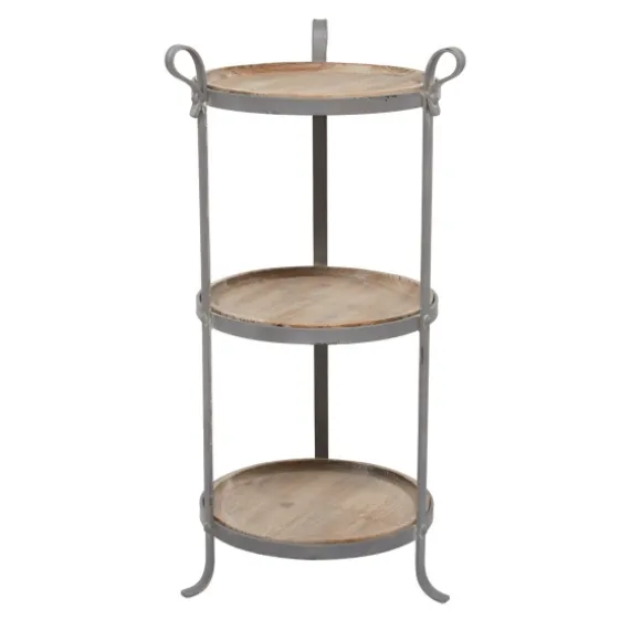 Kirkland's Home Accent & End Tables-Brown Wood And Metal 3-Tier Side Table
