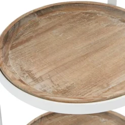 Kirkland's Home Accent & End Tables-Brown Wood And Metal 3-Tier Side Table