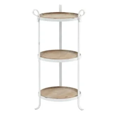 Kirkland's Home Accent & End Tables-Brown Wood And Metal 3-Tier Side Table