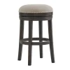 Kirkland's Home Bar Stools & Counter Height Stools-Brown Wood Backless Swivel Bar Stool
