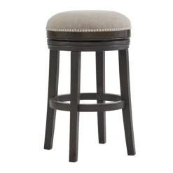 Kirkland's Home Bar Stools & Counter Height Stools-Brown Wood Backless Swivel Bar Stool