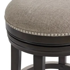 Kirkland's Home Bar Stools & Counter Height Stools-Brown Wood Backless Swivel Bar Stool