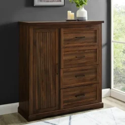 Kirkland's Home Dressers & Chests-Brown Wood Cabinet And 4-Drawer Wardrobe