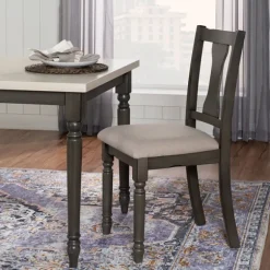 Kirkland's Home Dining Chairs-Brown Wood Upholstered Dining Chairs, Set Of 2