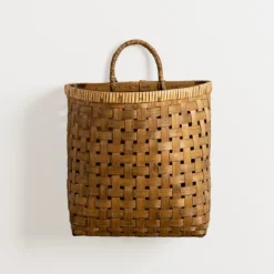 Kirkland's Home Wall Storage-Brown Woven Bamboo Wall Pocket