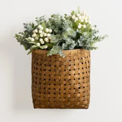 Kirkland's Home Wall Storage-Brown Woven Bamboo Wall Pocket