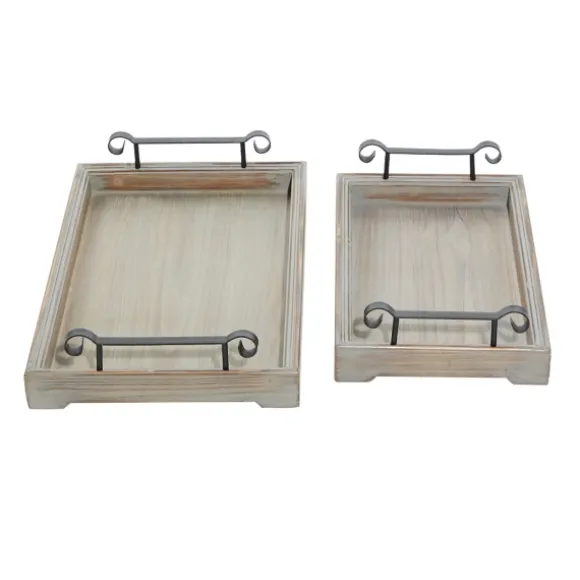 Kirkland's Home Decorative Trays-Brushed Distressed 2-Pc. Decorative Tray Set