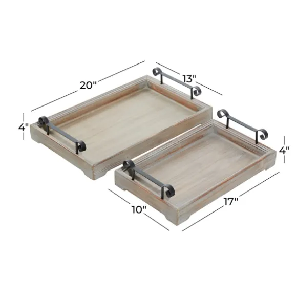 Kirkland's Home Decorative Trays-Brushed Distressed 2-Pc. Decorative Tray Set