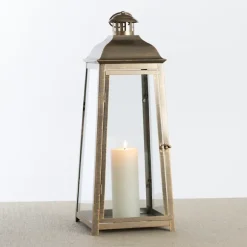 Kirkland's Home Lanterns-Brushed Ecru Lantern, 23 In.