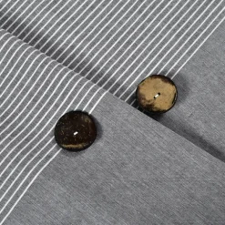 Kirkland's Home Shower Curtains-Button And Stripe Shower Curtain