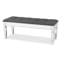 Kirkland's Home Benches & Ottomans-Button Tufted Bench With Mirrored Base