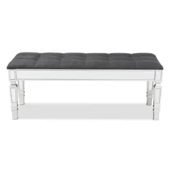 Kirkland's Home Benches & Ottomans-Button Tufted Bench With Mirrored Base