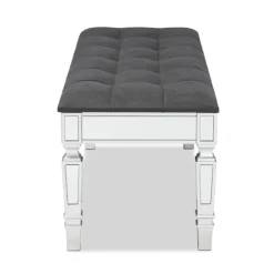 Kirkland's Home Benches & Ottomans-Button Tufted Bench With Mirrored Base