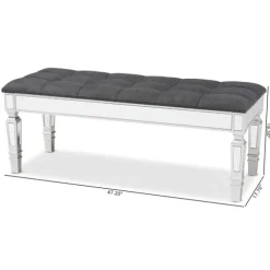 Kirkland's Home Benches & Ottomans-Button Tufted Bench With Mirrored Base