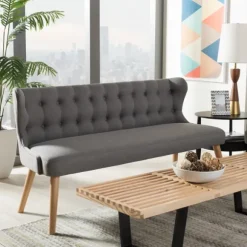 Kirkland's Home Sofas & Loveseats-Button Tufted Splayed Settee