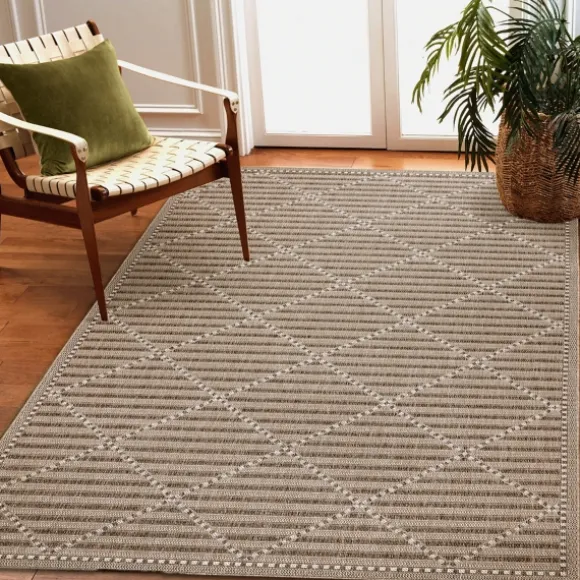 Kirkland's Home Outdoor Rugs-Cafe Geo Lattice Outdoor Area Rug, 4X7
