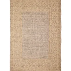 Kirkland's Home Outdoor Rugs-Camel Leopard Border Outdoor Area Rug, 5X7