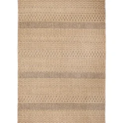 Kirkland's Home Outdoor Rugs-Camel Linear Sundry Outdoor Area Rug, 6X9