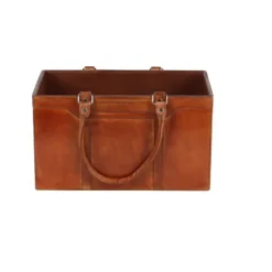 Kirkland's Home Baskets & Boxes-Camel Rustic Leather Magazine Rack Basket