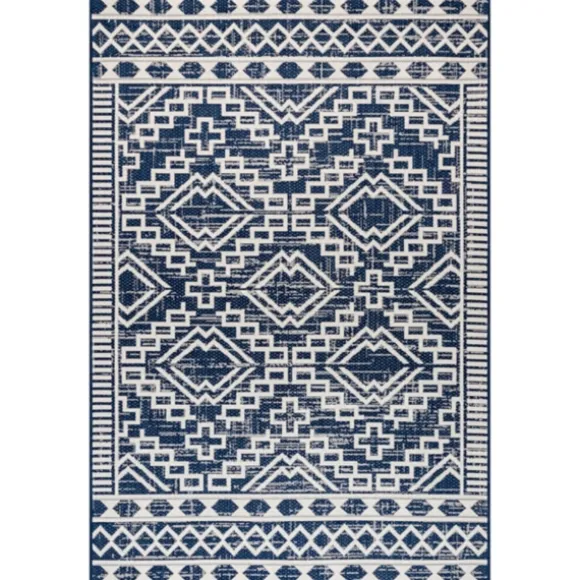 Kirkland's Home Outdoor Rugs-Cammie Blue Moroccan Tribal Outdoor Rug, 5X8
