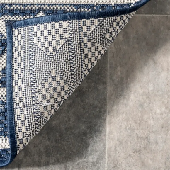 Kirkland's Home Outdoor Rugs-Cammie Blue Moroccan Tribal Outdoor Rug, 5X8