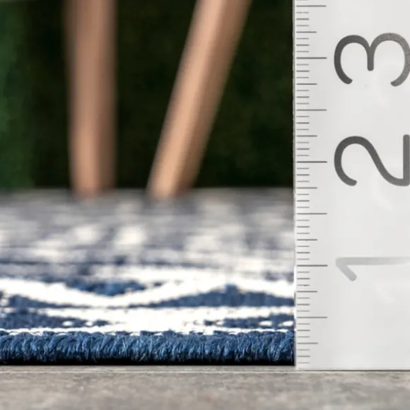 Kirkland's Home Outdoor Rugs-Cammie Blue Moroccan Tribal Outdoor Rug, 5X8